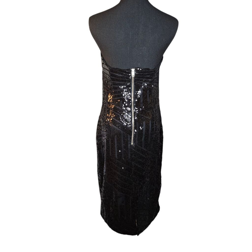 Charlotte Russe Large Black Sequin Strapless Sweetheart Mini Bodycon Dress - Picture 3 of 8
